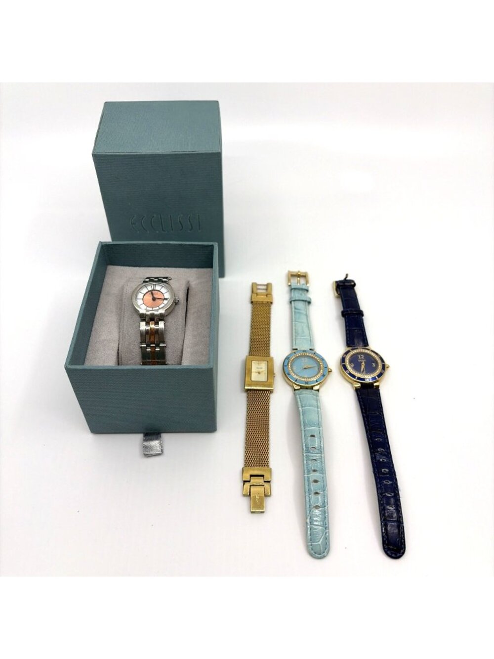 Lot of 4 Ecclissi Women's Quartz Watches 75670 80061 80267 80270 Leather w/ Box